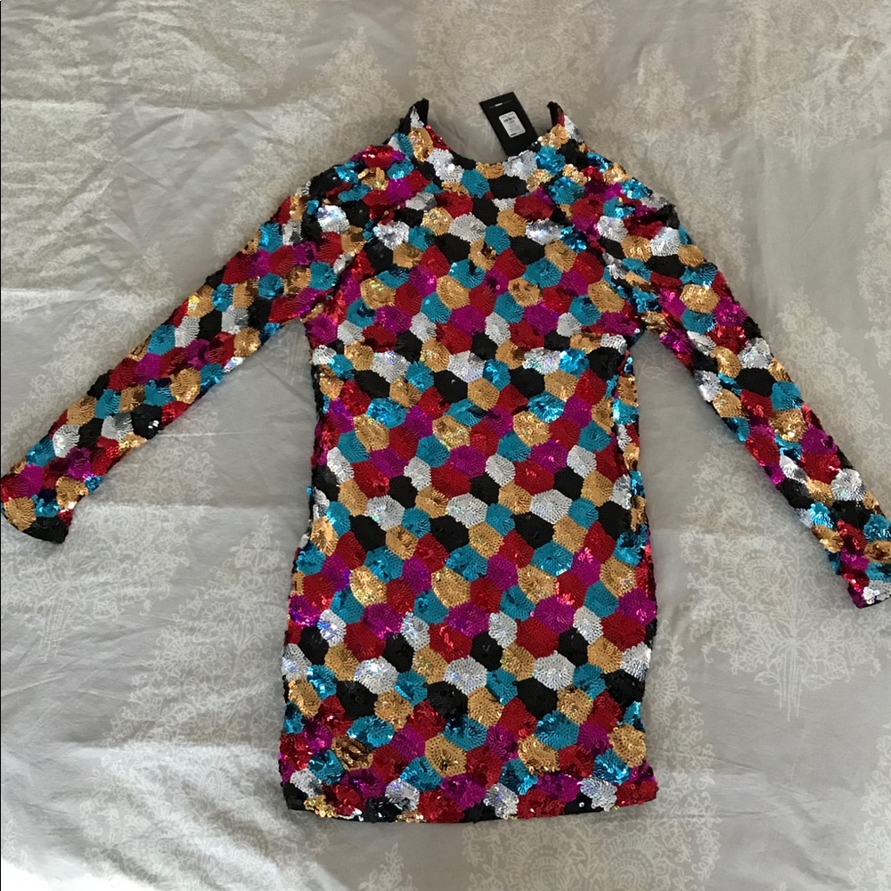 Never Worn Fashion Nova Multicolored Sequin Dress